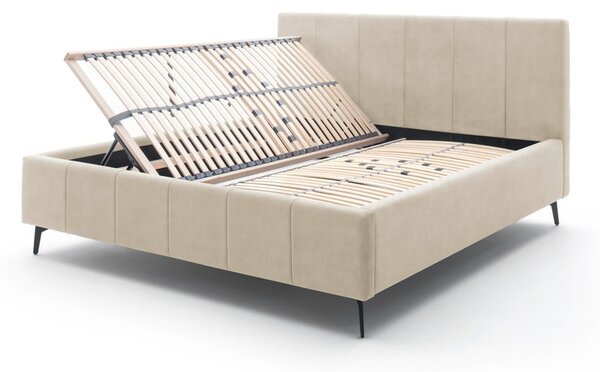 Béžová čalouněná dvoulůžková postel s úložným prostorem s roštem 180x200 cm Lizzano – Meise Möbel