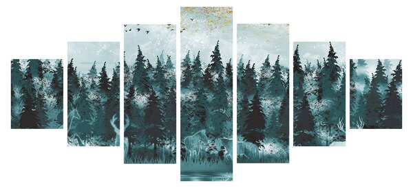 Obraz - Zvířata v lese (210x100 cm)