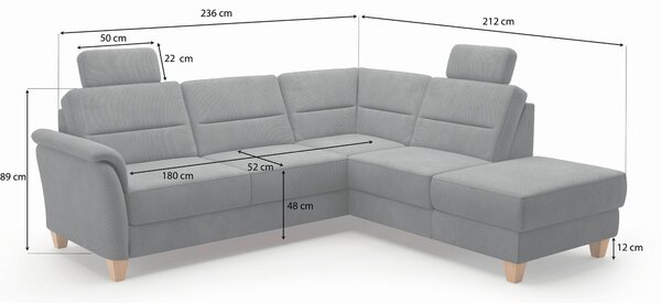 ROHOVÁ SEDAČKA, textil, šedá Sit & More - Sedací soupravy, Online Only