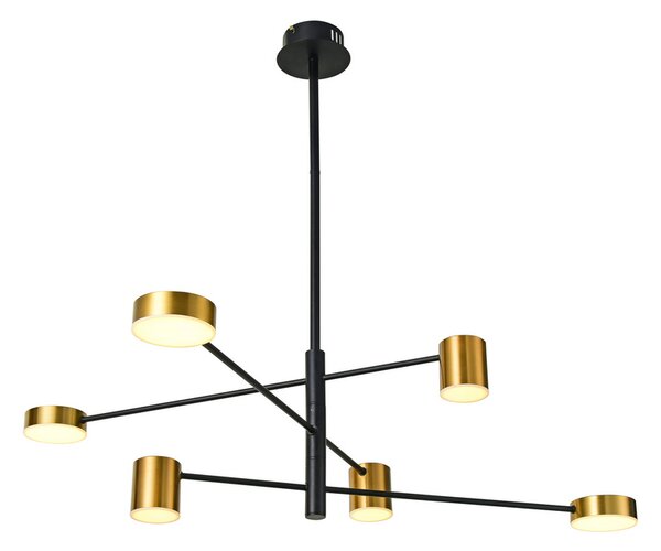 ITALUX PND-16374-6-BK-GD-4K Remdal závěsné svítidlo LED 36W/2700lm 4000K zlatá