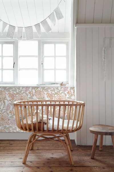 Květinová vliesová tapeta na zeď, zeleno-béžová, 139612, Bloom, Esta Home