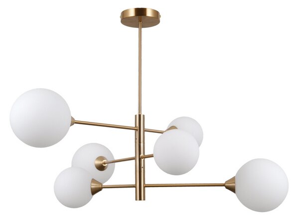 ITALUX PND-55342-6-HB Evora závěsné svítidlo 6xG9 medová mosaz, bílá