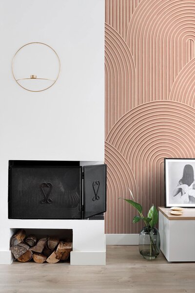 3D Geometrická vliesová fototapeta na zeď, růžová, 159383, Bloom, Esta Home