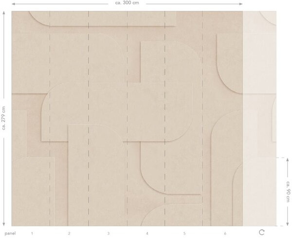 3D Geometrická vliesová fototapeta na zeď, béžová, 159379, Bloom, Esta Home