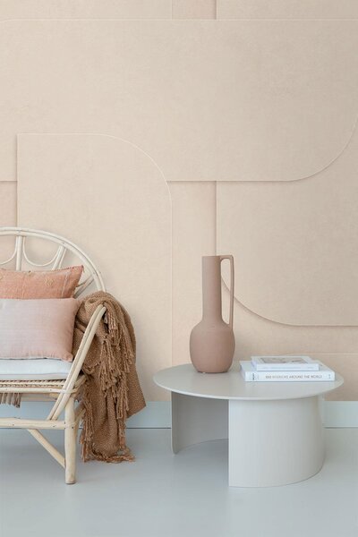 3D Geometrická vliesová fototapeta na zeď, béžová, 159379, Bloom, Esta Home