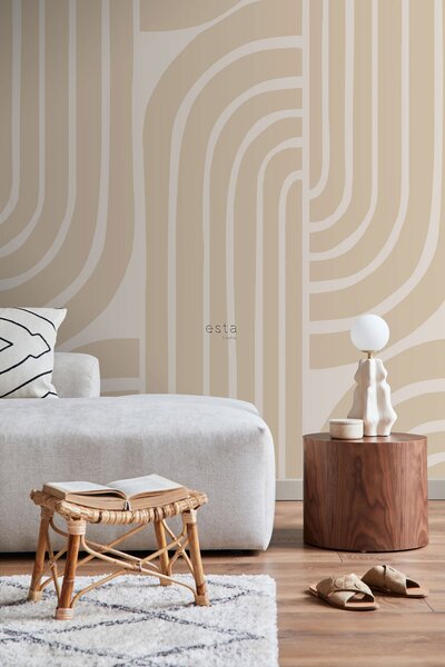 Geometrická vliesová fototapeta na zeď, béžová, 159253, Bloom, Esta Home