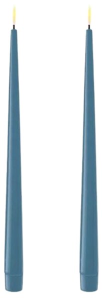 Vysoké LED svíčky Shiny Dusty Blue – set 2 ks