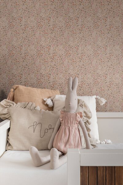 Květinová vliesová tapeta na zeď, růžová, 139700, Bloom, Esta Home