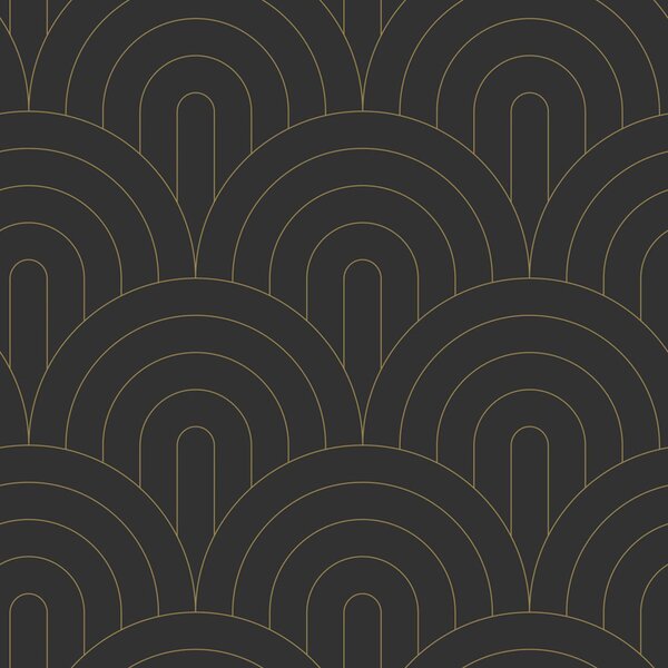 Vliesová tapeta na zeď, Art deco, černo-zlatá, 139742, Bloom, Esta Home