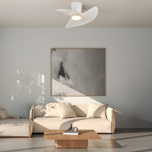 LED stropní ventilátor Ona, bílý, DC, tichý, CCT, 70 cm – Mantra Mantra Iluminación, Ona, stmívatelné, Bílá, Obývací pokoj, Kov, Moderní