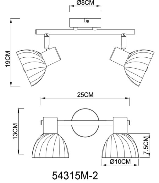 Globo 54315M-2 - Bodové svítidlo ZACHERY 2xE14/40W/230V zlatá