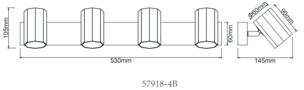 Globo 57918-4B - Bodové svítidlo JAMES 4xGU10/25W/230V černá
