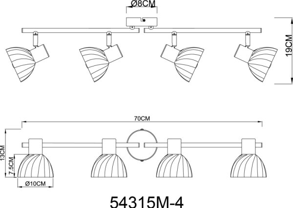 Globo 54315M-4 - Bodové svítidlo ZACHERY 4xE14/40W/230V zlatá
