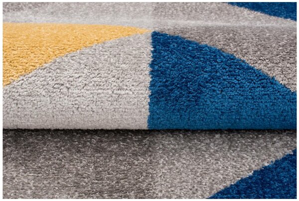 Makro Abra Kusový koberec LAZUR C940B trojúhelníky šedý modrý žlutý Rozměr: 80x150 cm