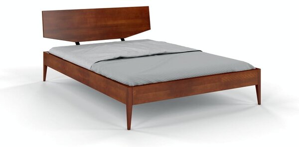 Tmavě hnědá dvoulůžková postel z bukového dřeva Skandica Sund, 200 x 200 cm