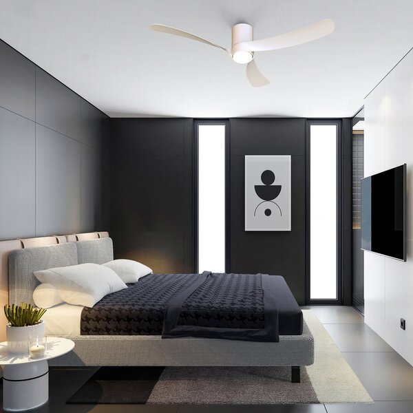 LED stropní ventilátor NEMO II L, bílý, DC, tichý, CCT – Mantra Mantra Iluminación, Nemo II L, stmívatelné, Bílá, Obývací pokoj, Kov, Moderní