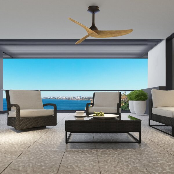 Stropní ventilátor Ipanema černý/dřevo DC tichý IP44 – Mantra Mantra Iluminación, Ipanema, Černá, Obývací pokoj, Kov, Moderní