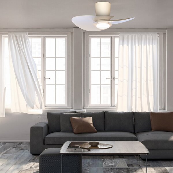 LED stropní ventilátor Nenufar bílý DC tichý CCT – Mantra Mantra Iluminación, Nenufar, stmívatelné, Bílá, Obývací pokoj, Hliník, Moderní