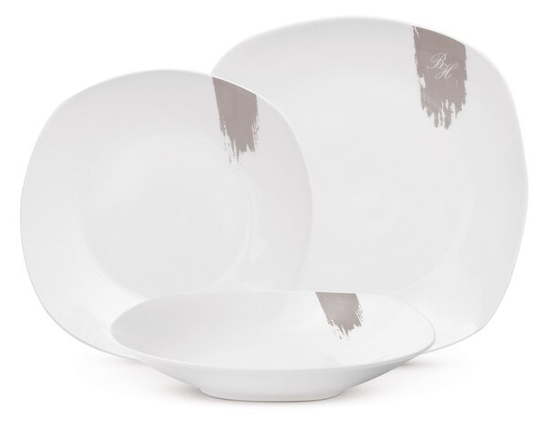 Jídelní sada talířů 18 ks Taupe Collection bílá-šedá