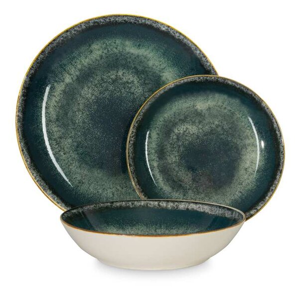 Jídelní sada talířů 18 ks Matte Green Collection zelená
