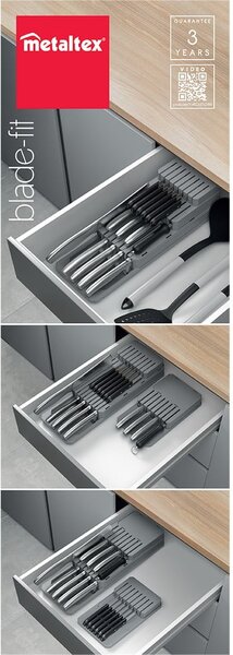 Šedý úložný systém na nože Metaltex