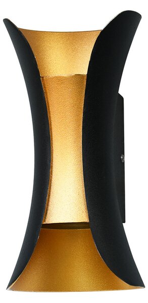 ITALUX PL-356-M BK+GD Dante exteriérové nástěnné svítidlo LED 10W/580lm 4000K IP54 černá pískovaná, zlatá