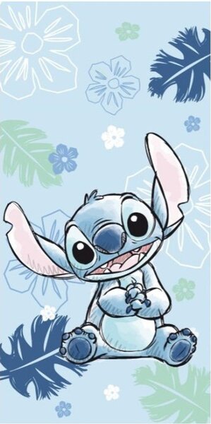 Jerry Fabrics Dětská osuška s potiskem - Lilo a Stitch Ohana blue | 70 x 140 cm