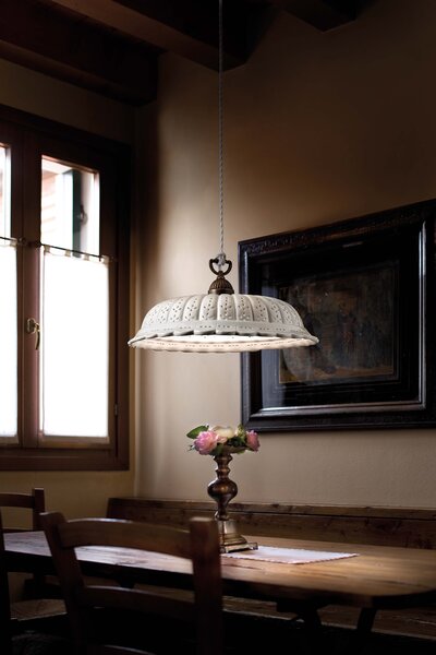 Il Fanale 061.09.OC Anita, rustikální závěsné svítidlo z antické mosazi keramiky, 1x15W LED E27, prům. 42cm