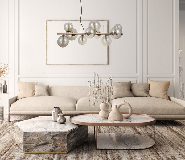 ITALUX PND-406007-10-HBR Canello závěsné svítidlo 10xG9 medová mosaz, jantarová