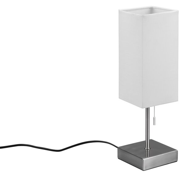 Trio Leuchten R51061007 OLE - Moderní textilní lampička s tahovým vypínačem a s USB na nabíjení mobilu, 1 x E27, 35cm (Stolní textilní lampička s USB nabíjením mobilu)