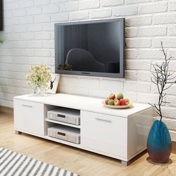 TV stolek bílý s vysokým leskem 120 x 40,3 x 34,7 cm