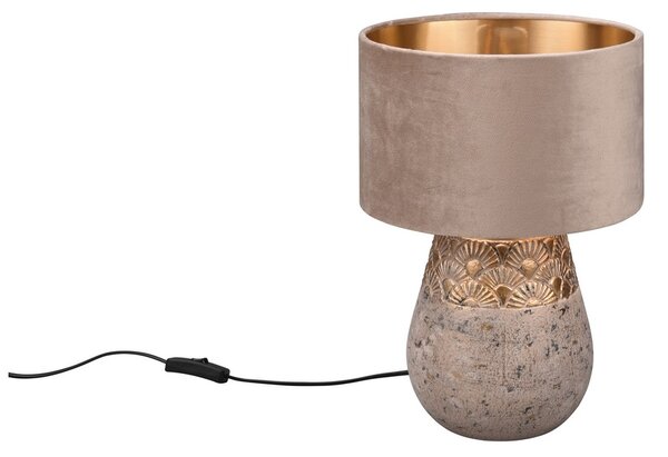 Trio Leuchten R51231061 KIRAN - Moderní stolní lampa s keramickým podstavcem a stínidlem v béžové barvě 1 x E27, 38cm (Stolní lampa s textilním stínidlem a keramickým podstavcem)