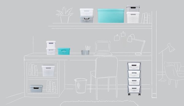 Bílý úložný box s víkem Curver Infinity, 45 l