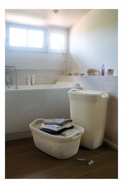 Béžový koš na prádlo Curver Knit Hamper, 57 l