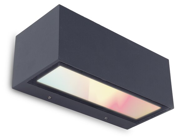 LUTEC Venkovní nástěnné LED chytré osvětlení GEMINI s funkcí RGB, 18W, teplá bílá-studená bílá, šedé, IP54 5189120118