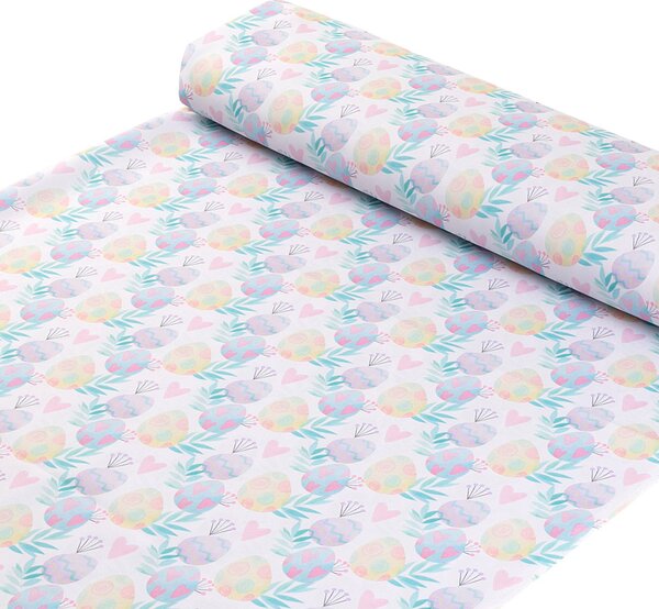 Biante Velikonoční teflonový běhoun na stůl TF-073 Pastelové kraslice na bílém 20x120 cm