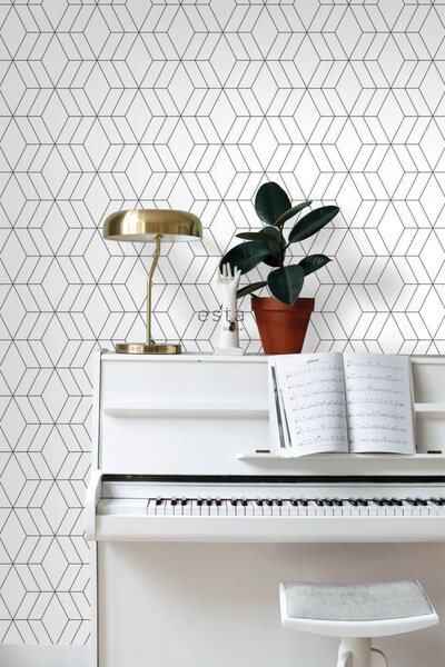 Černobílá geometrická vliesová tapeta 139149, Black & White, Esta