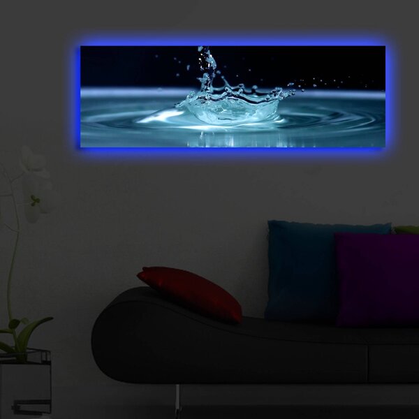 Wallity Obraz s LED osvětlením KAPKA VODY 41 30 x 90 cm