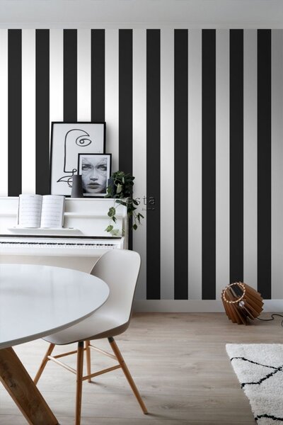 Vliesová tapeta na zeď černé a bílé pruhy 139111, Black & White, Esta