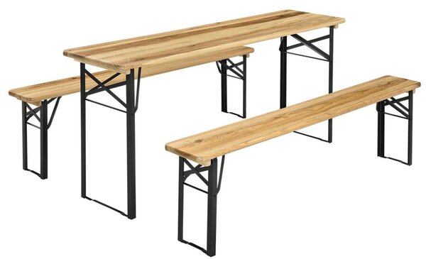 Skládací dřevěný pivní set BestBerg BBBS-64 / 217 x 48 x 75 cm