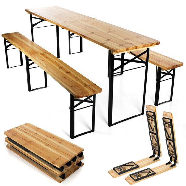 Skládací dřevěný pivní set BestBerg BBBS-64 / 217 x 48 x 75 cm
