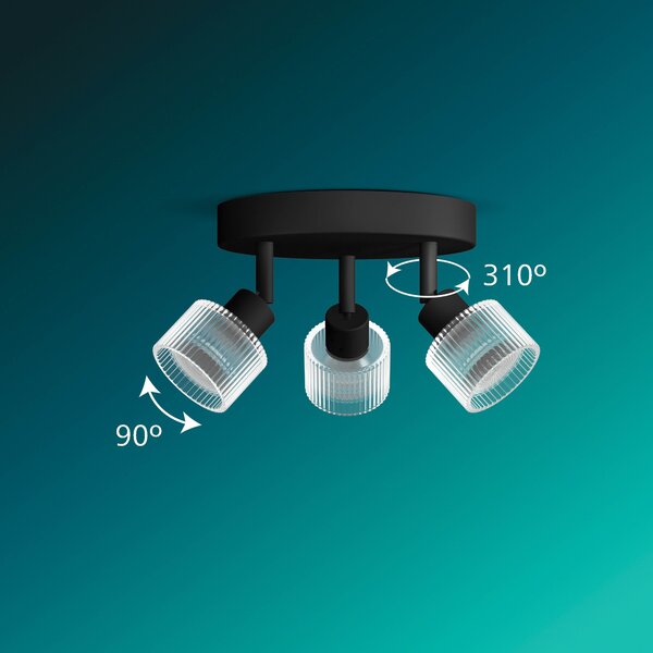 Horen LED bodové svítidlo 3×5W, na desce, AC 220–240, černá