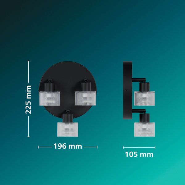 Horen LED bodové svítidlo 3×5W, na desce, AC 220–240, černá