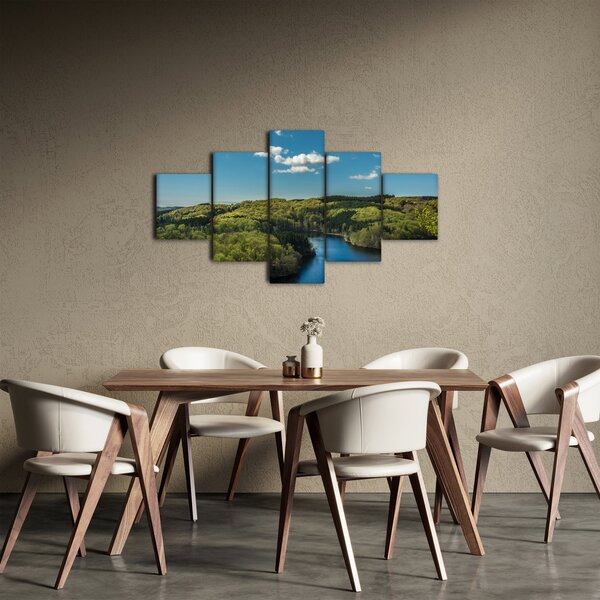Obraz - Jezero v lesích (125x70 cm)