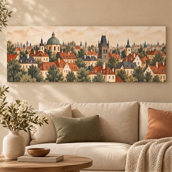 Obraz na plátně - Klid staré Prahy FeelHappy.cz Rozměr obrazu (Šířka x Výška): 180 x 60 cm