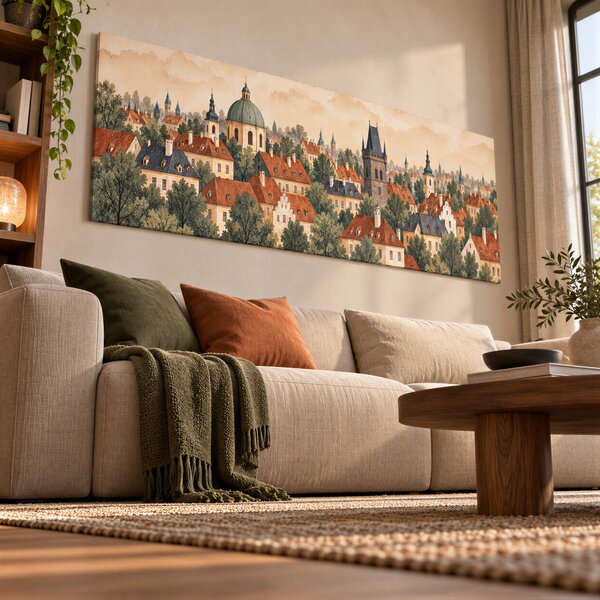 Obraz na plátně - Klid staré Prahy FeelHappy.cz Rozměr obrazu (Šířka x Výška): 180 x 60 cm