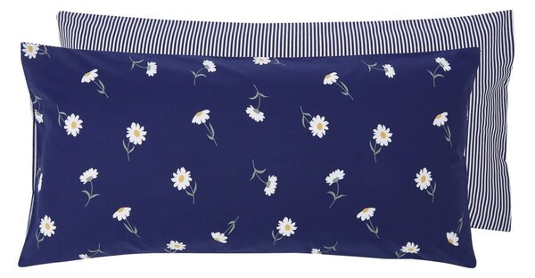 Modrý dekorativní povlak na polštář z ranforce bavlny Westwing Collection Daisies, 40 x 80 cm