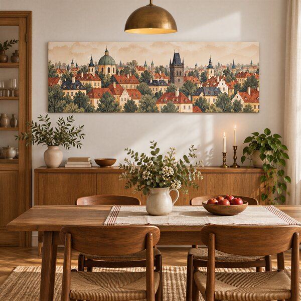 Obraz na plátně - Klid staré Prahy FeelHappy.cz Rozměr obrazu (Šířka x Výška): 180 x 60 cm