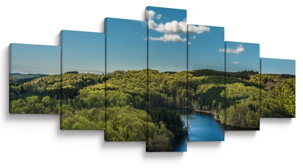 Obraz - Jezero v lesích (210x100 cm)