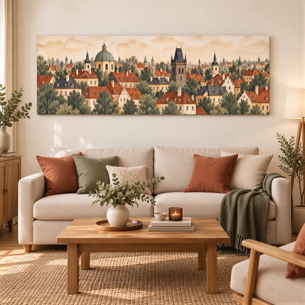 Obraz na plátně - Klid staré Prahy FeelHappy.cz Rozměr obrazu (Šířka x Výška): 180 x 60 cm